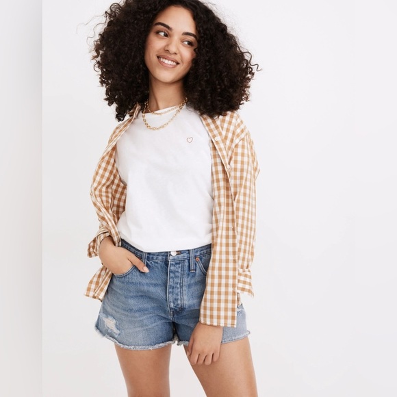 Madewell Curvy Relaxed Denim Shorts in Homecrest Wash Ripped Edition Size 31